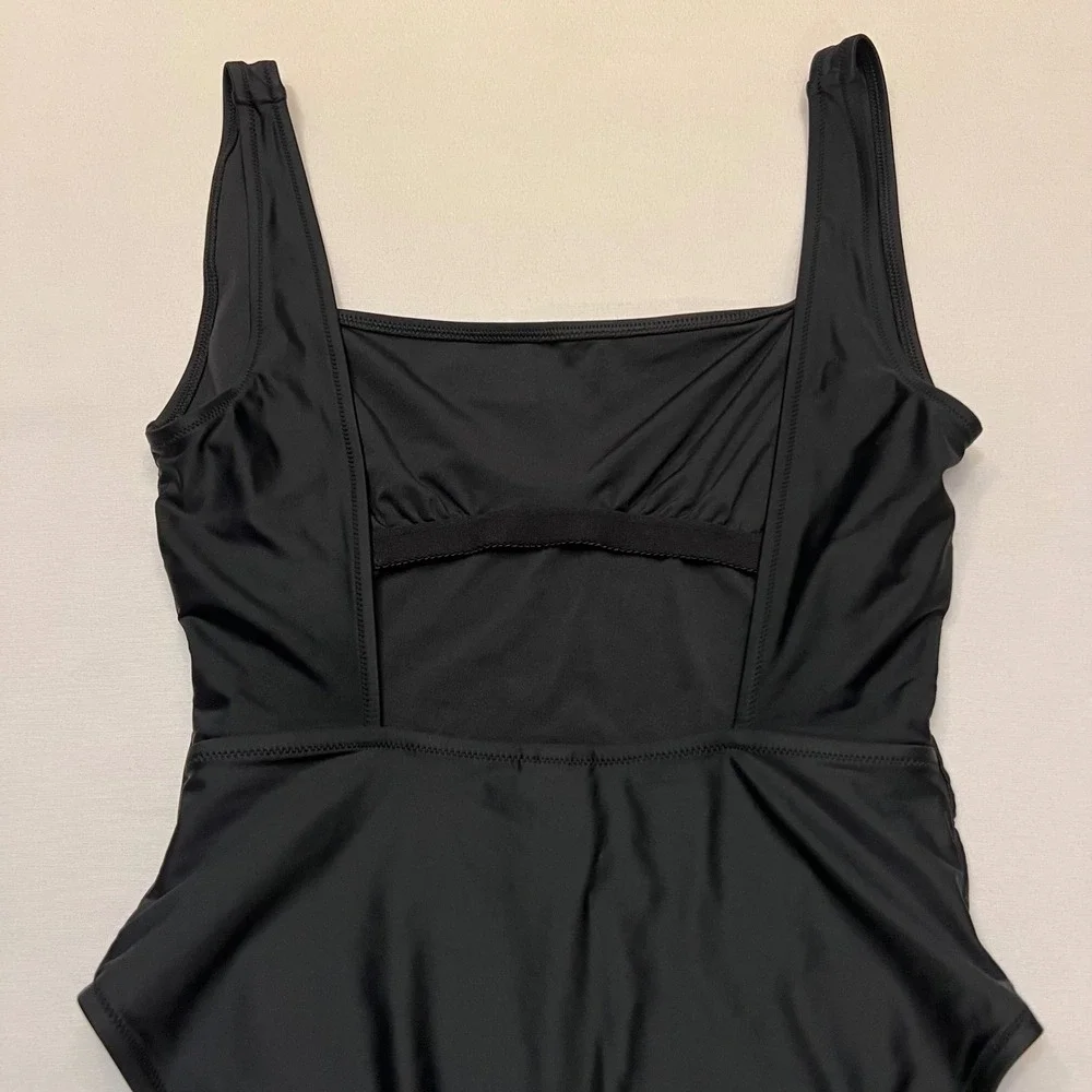 Madewell Black Square Neck Classic Minimalist One Piece Swimsuit Size M